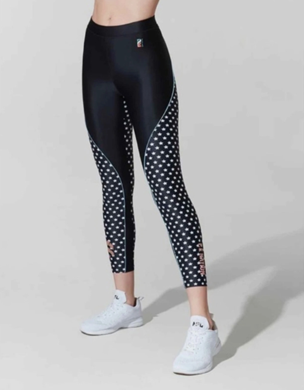 PE Nation Dominion Star Print Leggings S Black High Rise Barry's Collab Gym NWT